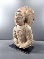 Gandhara Een stucbuste van Boeddha Shakyamuni - 39.5 cm, Antiek en Kunst