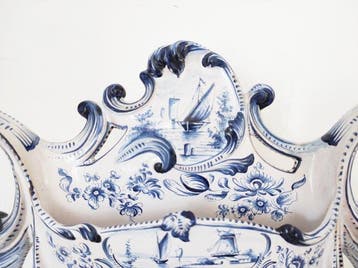 Brievenhouder - Galante taferelen en boten - Delfts blauw, Antiek en Kunst