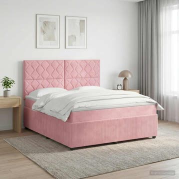 vidaXL LED Boxspringbed met Matras Roze 160 x 200 cm Fluweel, Verzenden, Nieuw