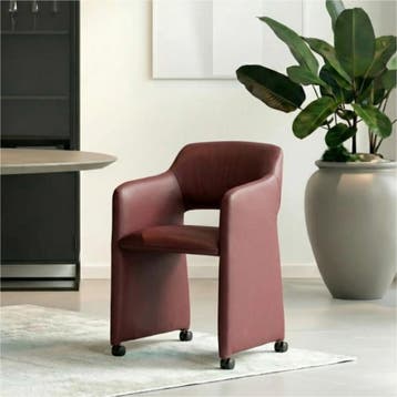 Set van 6 Leren eetkamerstoelen Icon - Toledo Bordeaux, Huis en Inrichting, Ophalen of Verzenden, Nieuw, Leer