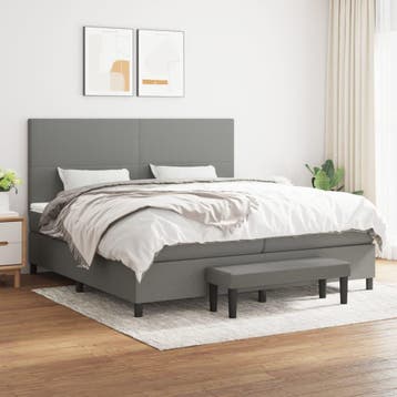 vidaXL Boxspring met matras stof donkergrijs 200x200 cm, Verzenden, Nieuw