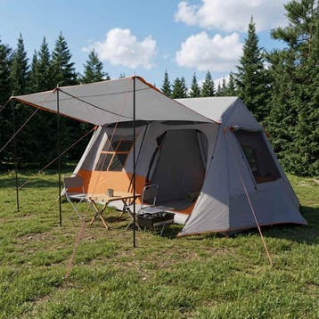 vidaXL Tunneltent Grijs en Oranje 400 x 278 x 182 cm, Verzenden, Nieuw
