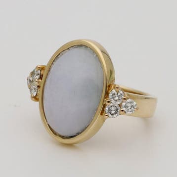 Bague - 14 carats Or jaune - Diamant - Cristal de roche