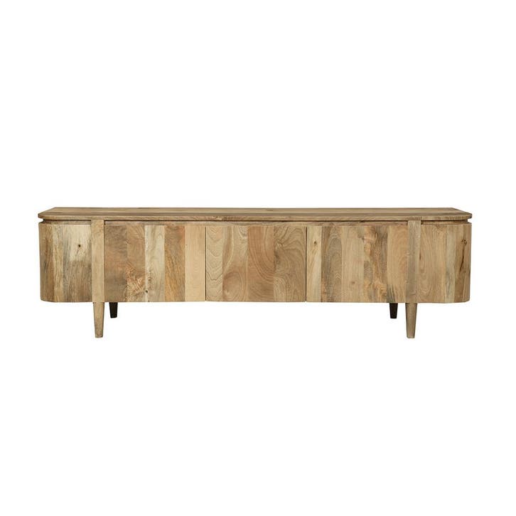 Tv-meubel Mangohout Ovalis 180 cm, Maison & Meubles, Armoires | Mobilier de télévision, Envoi