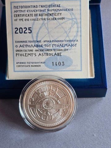 Griekenland. 10 Euro 2025 Ptolemy’s Astrolabe Proof