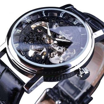Gouden Kast Luxe Horloge voor Heren - Leren Bandje, Verzenden