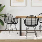 vidaXL Eetkamerstoel 2 pcs Riet en Ijzer Zwart 57 x 55 x 85, Verzenden, Nieuw
