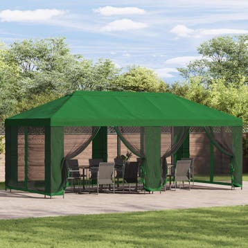 vidaXL Tuin gazebo met zijwanden 6 x 3 m Groen Polyester en, Verzenden