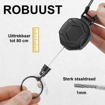 Fako Bijoux - 2x Robuuste Uittrekbare Sleutelhanger Met, Verzenden, Nieuw