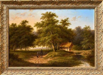 Jan Evert Morel II (1835-1905) - Landschap met huisje en