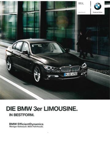 2013 BMW 3 SERIE SEDAN BROCHURE DUITS, Ophalen of Verzenden, Nieuw