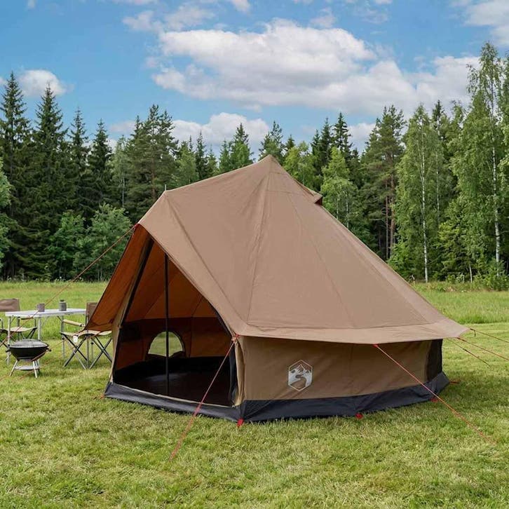 vidaXL Familietent Bruin 6-persoons Polykatoen, Caravans en Kamperen, Tenten, Nieuw, Verzenden