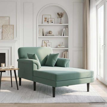 vidaXL Chaise longue Zeegroen fluweel, Verzenden