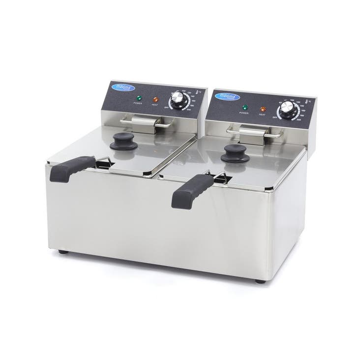 Frituurpan - 2x 8 L - 2 Manden - tot 2,8 Kg Frites, Elektronische apparatuur, Frituurpannen, Nieuw, Duo-friteuse, 4 liter of meer