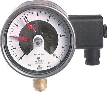 Manomètre de contact 1NC/2NO 0..16bar (232psi) Acier, Verzenden