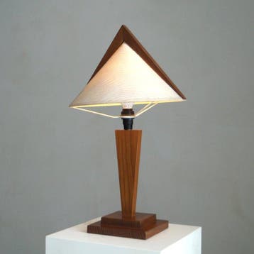 Lampe de table - Bois, tissu - lampe en bois postmoderne
