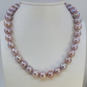 Halsketting 12×13 mm ronde roze Edisonparels, Handtassen en Accessoires, Nieuw