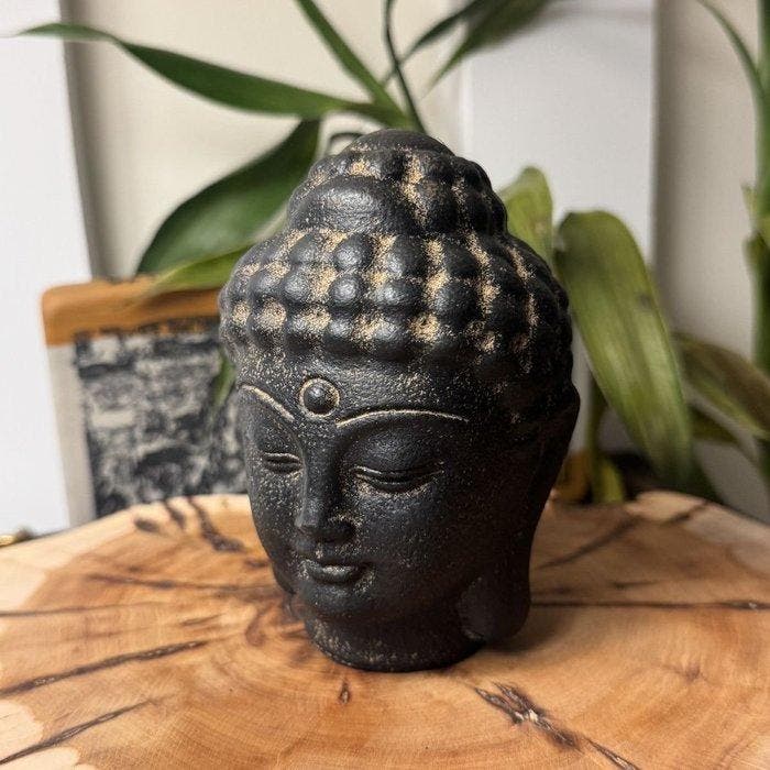 Buste, Buddha head - 12 cm - Lava Stone, Antiek en Kunst, Curiosa en Brocante