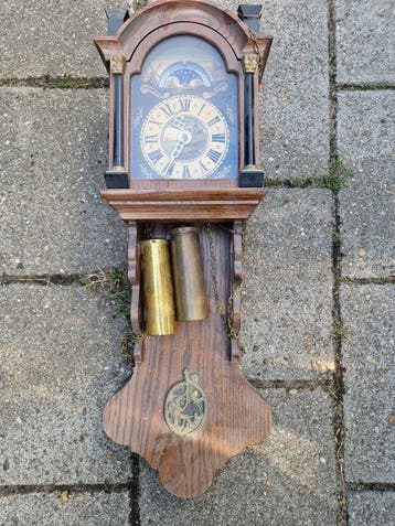 Wandklok - Antiek Brons, Glas, Messing, Hout - 1950-1960 -
