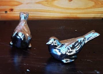 Vogel keramiek Zilver per stuk, Nieuw