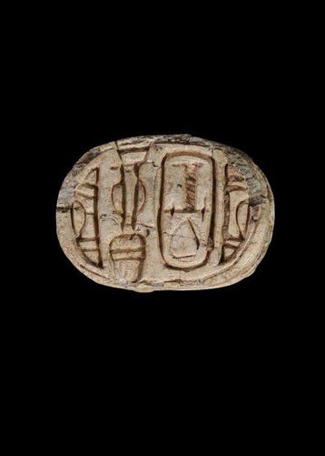 Oud-Egyptisch Speksteen Scarabee met Ankh (Zonder