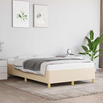 vidaXL Bedframe zonder matras 120x200 cm stof crèmekleurig, Verzenden