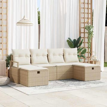 vidaXL Bankstel 6 st 6-Aantal zitplaatsen Beige en Crème, Verzenden, Nieuw