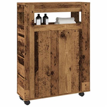 vidaXL Badkamerkast smal met wielen bewerkt hout oud, Maison & Meubles, Armoires | Autre, Verzenden