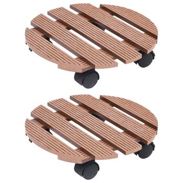 vidaXL Plantentrolleys 2 st Ø30x7,5 cm HKC bruin, Tuin en Terras, Verzenden, Nieuw