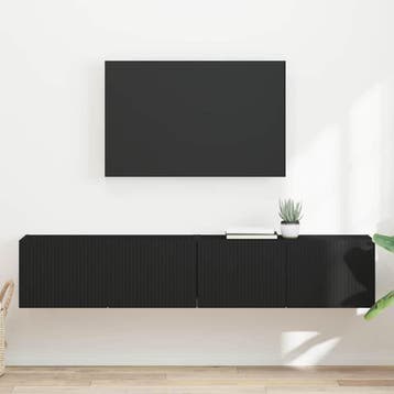 vidaXL TV Wandkast 2 st Zwart Bewerkt hout, Verzenden, Nieuw