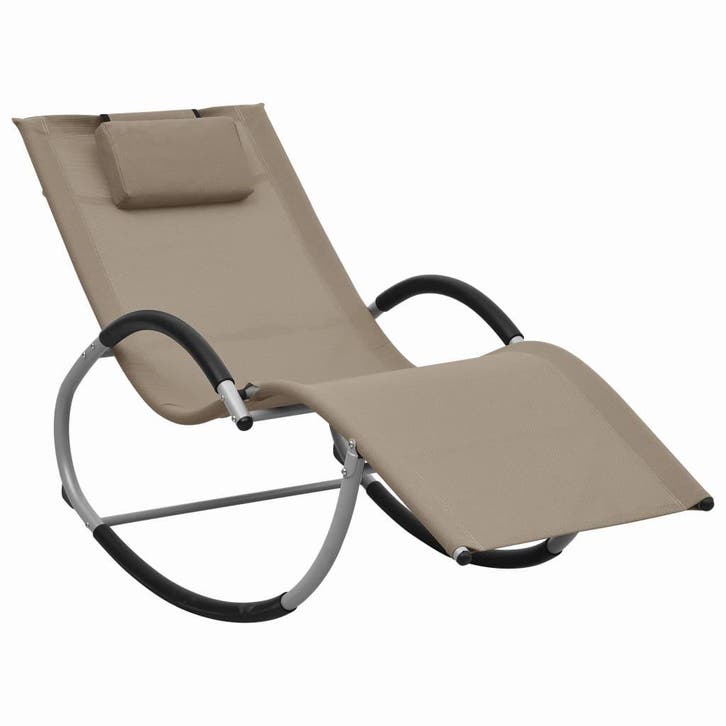 vidaXL Ligbed met kussen textileen taupe, Jardin & Terrasse, Chaises longues, Envoi
