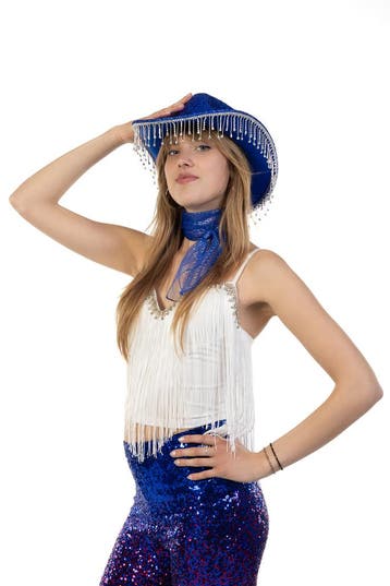 Cowboyhoed Blauw Strass Steentjes Zwarte Cowgirl Western Hoe, Kleding | Dames, Ophalen of Verzenden, Nieuw