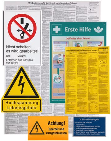 Dehn set waarschuwingsborden voor elektrische installaties -, Doe-het-zelf en Bouw, Verzenden, Nieuw