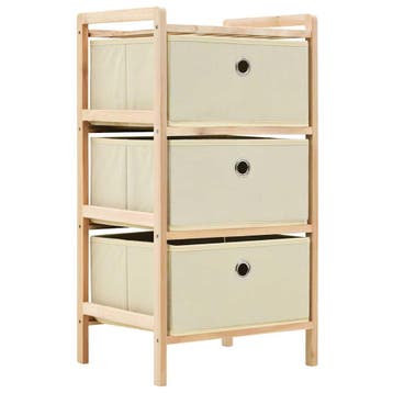 vidaXL Opbergmeubel met 3 stoffen manden cederhout beige, Verzenden