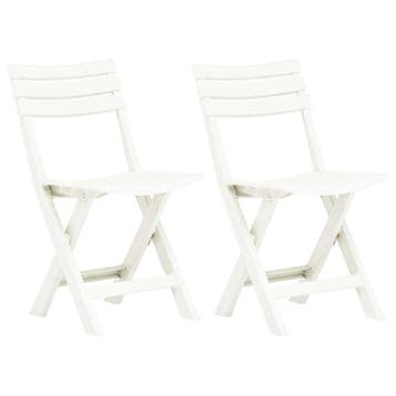 vidaXL Opklapbare stoelen, 2 stuks, wit plastic, Tuin en Terras, Tuinstoelen, Verzenden, Nieuw