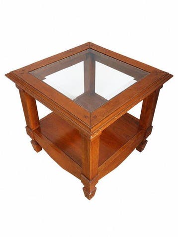 Middentafel - Hout - glasplank, Nieuw