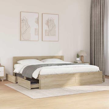 vidaXL Bedframe Sonoma 193 x 203 cm Bewerkt hout, Verzenden
