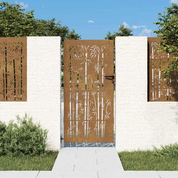 vidaXL Poort 85x200 cm bamboe-ontwerp cortenstaal, Verzenden, Nieuw