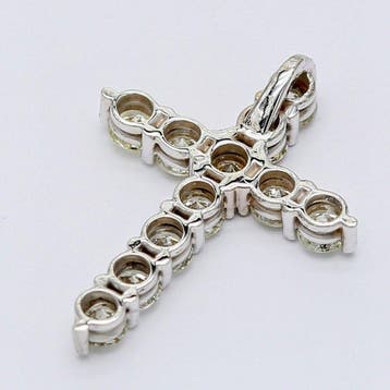 Pendentif en forme de croix - 14 carats Or blanc - 1.36ct.