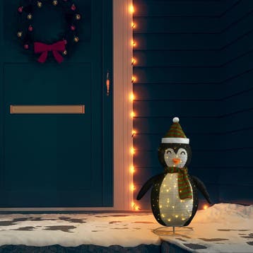 vidaXL Kerstpinguïn decoratief LED 60 cm luxe stof, Verzenden