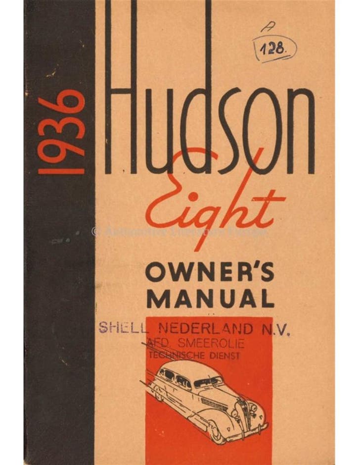 1936 HUDSON EIGHT INSTRUCTIEBOEKJE ENGELS, Autos : Divers, Modes d'emploi & Notices d'utilisation, Enlèvement ou Envoi