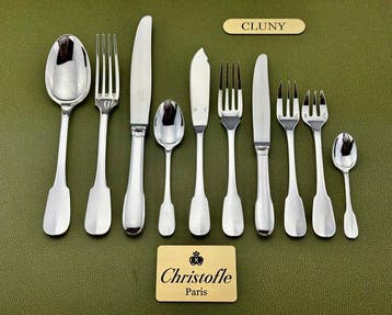 Christofle - Tafelservies voor 12 (127) - Cluny - Verzilverd, Antiek en Kunst