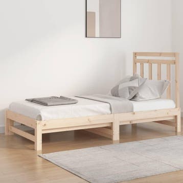 vidaXL Slaapbank uitschuifbaar massief grenenhout 2x(90x190), Verzenden