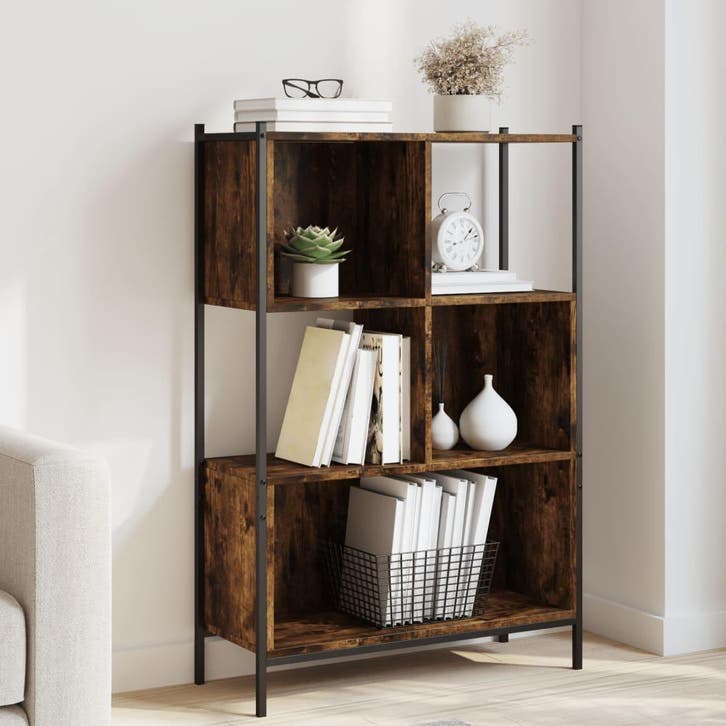 vidaXL Boekenkast 72x28x109 cm bewerkt hout gerookt, Huis en Inrichting, Kasten | Boekenkasten, Nieuw, Verzenden