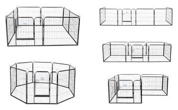 Lendo Online Hondenren 8 Panelen 80x60cm Antraciet Staal, Dieren en Toebehoren, Verzenden, Nieuw