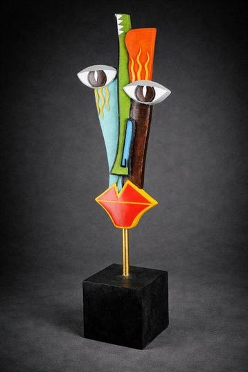Sculpture, “Dual Vision” – Groot handbeschilderd –