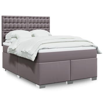 vidaXL Boxspring met matras kunstleer grijs 140x200 cm, Verzenden, Nieuw