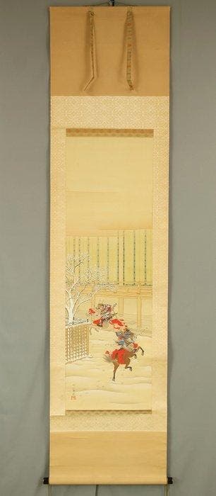Samurai on Horseback in Snow at Imperial Palace Courtyard, Antiek en Kunst, Antiek | Overige Antiek
