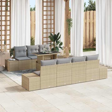 vidaXL Tuinbank Set 8 st Beige en Lichtgrijs, Verzenden, Nieuw