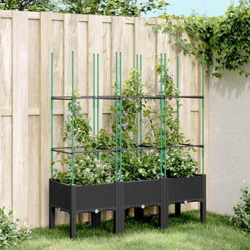 vidaXL Plantenbak met latwerk 120x40x142,5 cm polypropeen, Verzenden